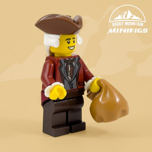 rev13 Revolutionary War Male Colonist - Dark Red Jacket with Scarf Minifigure