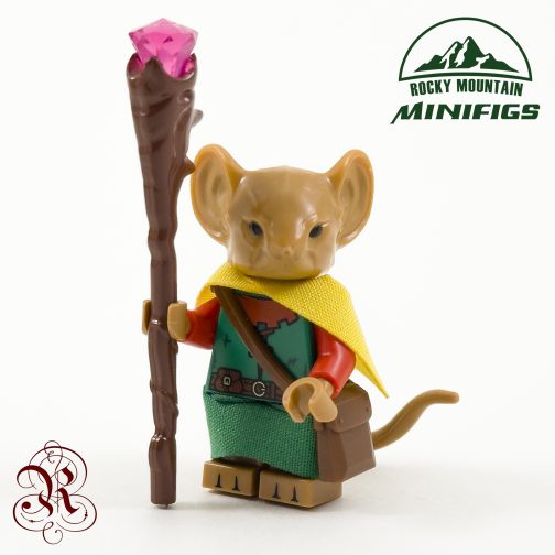 Woodland Creatures Nougat Abbey Mouse with Green Tunic and Staff Minifigure product photo