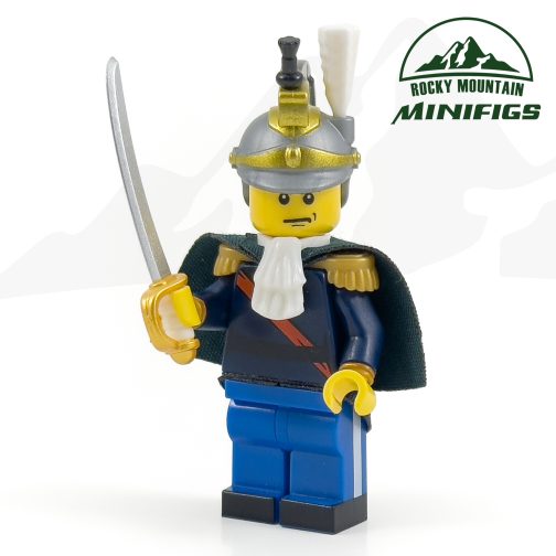 Napoleonic Heavy Dragoon Cuirassier Cavalry with Dark Blue Coat and Red Sash Minifigure product photo