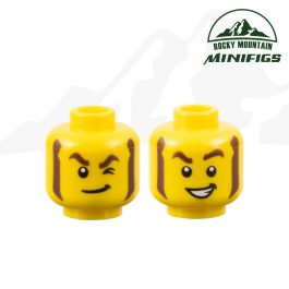 Dual-Sided Aiming Minifigure Head With Brown Sideburns product photo